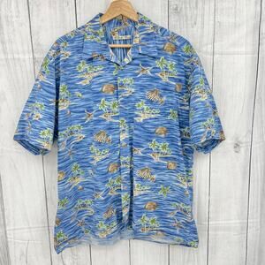 BATIK BAY (XL) VINTAGE 90's Blue Beach Island Aloha Dad Shirt Button Up